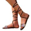 Fashion Ladies Shoes Open Toe Women's Sandals Summer Daily Ankle-wrap Casual Sandals Women Print Lace Up Flat with Plus Size Shoe Female
