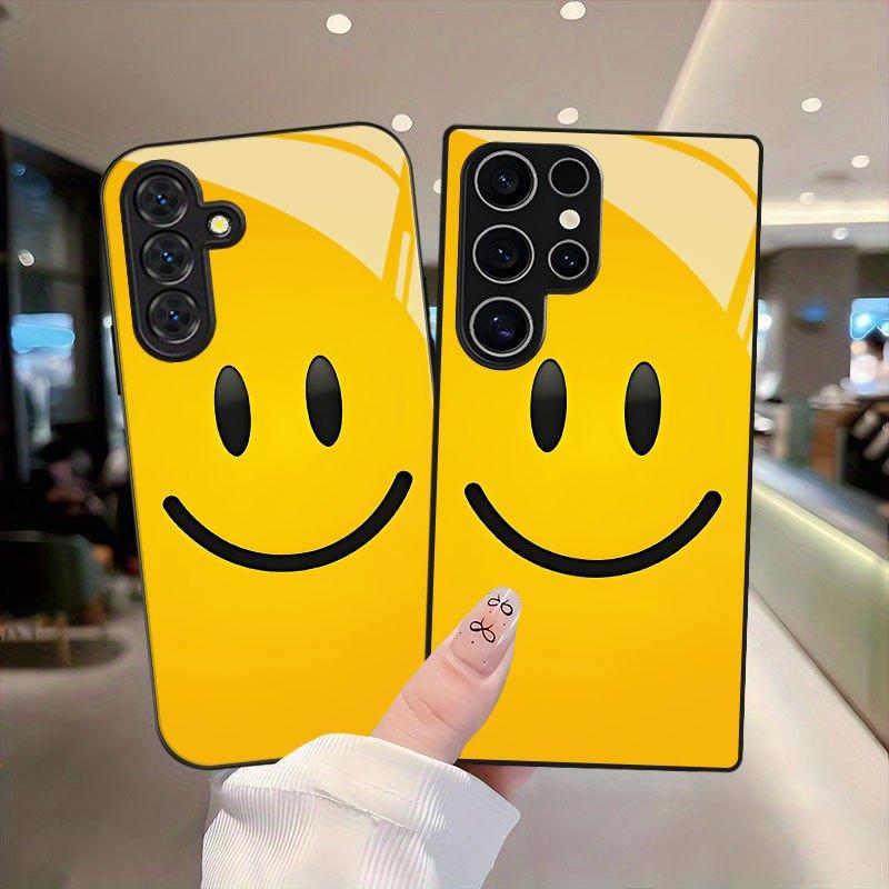 Smiling face pattern Exquisite luxury Highend PhoneCase Glass PhoneCase for Samsung Galaxy S26 S25 S24 S23 S22 S21 FE,Ultra,Plus