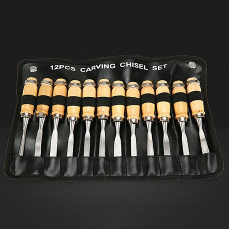 12x/Set Carving Tool Set Sculpture Woodworking Carving Chisel Set for Hobbyists