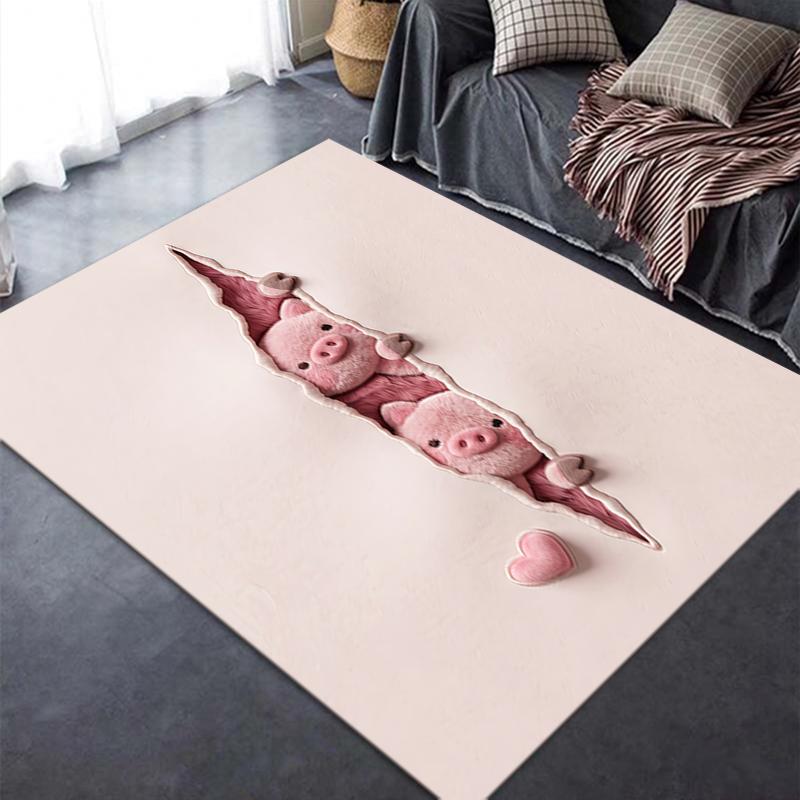 2025 New Cute Pink Pig Carpet Rug for Living Room Bedroom Home Sofa Decoration,Kids Play Non-slip Floor Mat