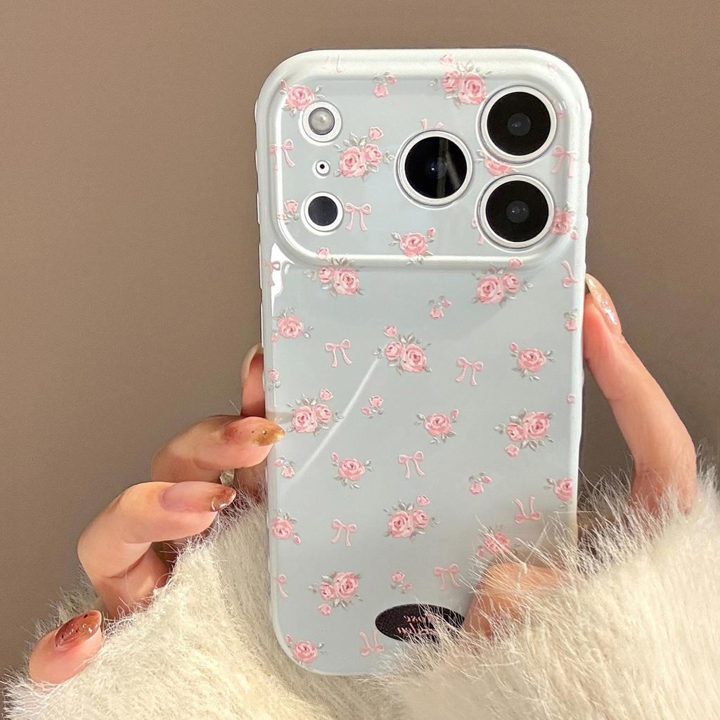 Frosted Crushed Rose Flower Case Suitable for Apple 17 Pro Max, iPhone 16, Beautiful 1513, Anti-drop 14