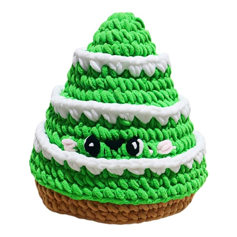 Soft Acrylic Christmas Tree Hat Knitted Winter Brimless Hat For Women Children