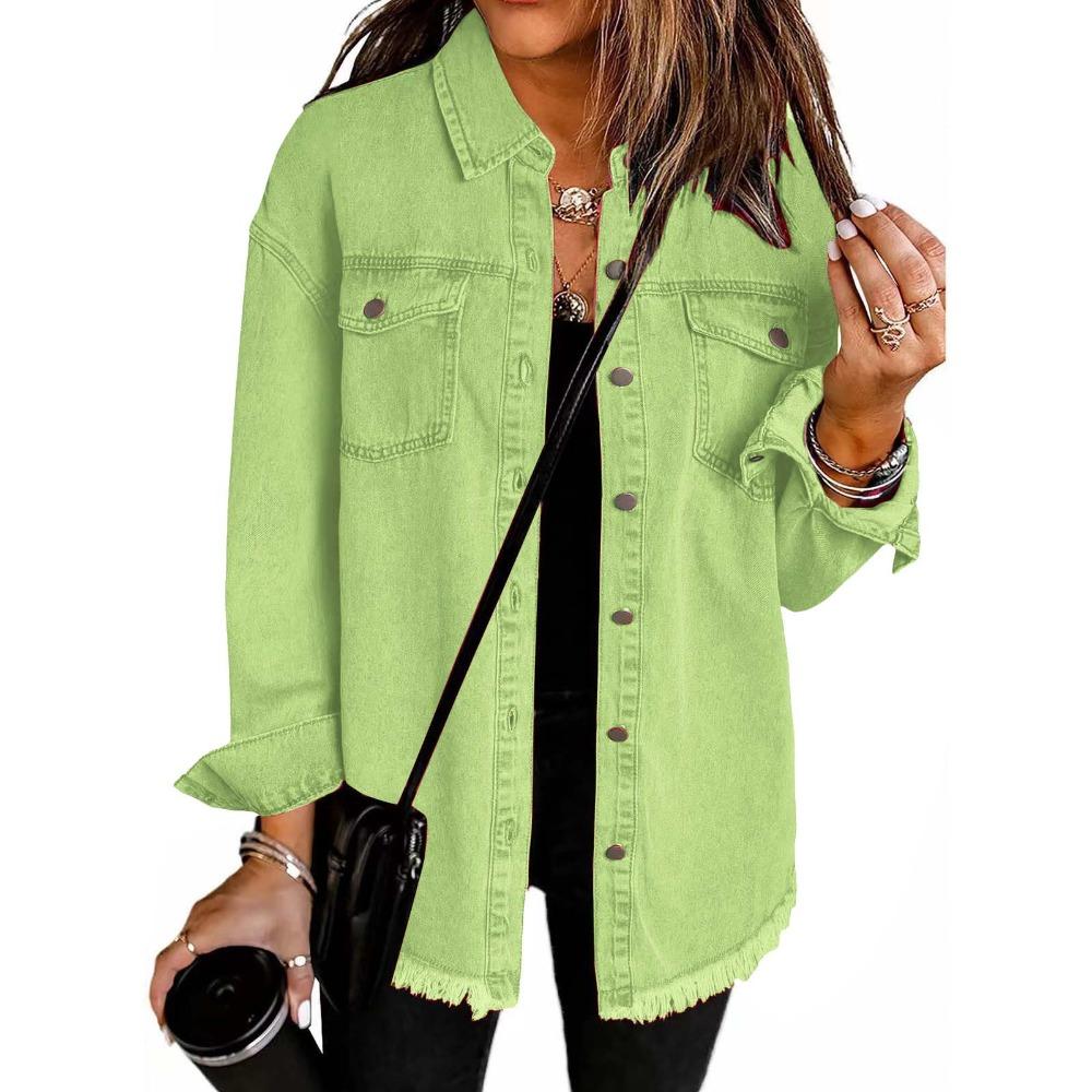New Denim Jacket for Autumn and Winter, with A Unique Street Style and Ruffled Hem for Women
