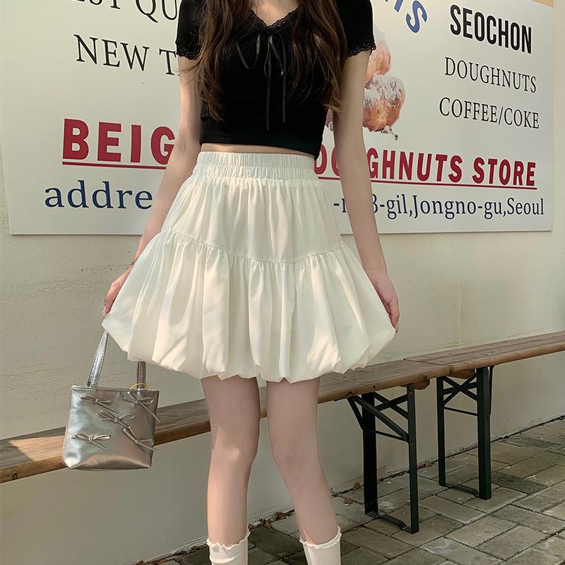 Plus Size Summer 2026 Sweet Fluffy A-line High Waist Slimming Pleated Cake Skirt S