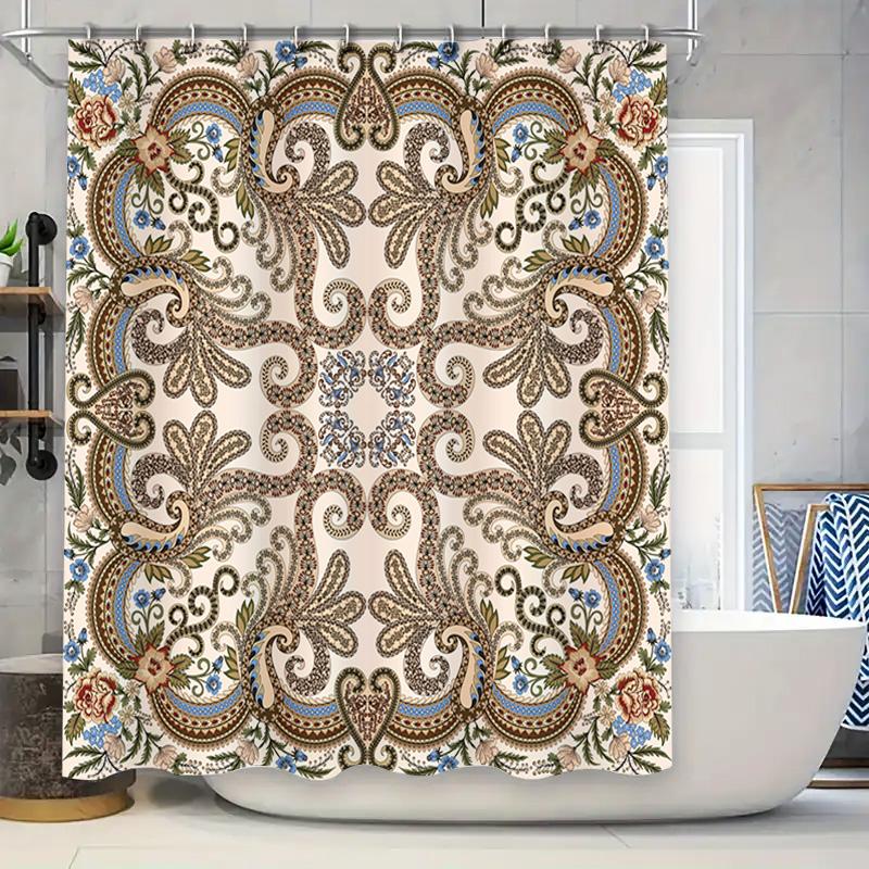 

Пейсли Занавеска для душа Винтажный Цветочный Декорация для ванной комнаты 3D-печать Водонепроницаемый Набор ковриков для ванной 90x180cm
