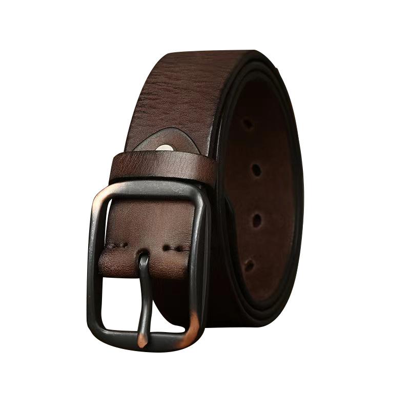 Belt Men's Matte Glossy Retro Leather Pin Buckle First Layer Cowhide Casual Trendy All-Match Youth Jeans Belt