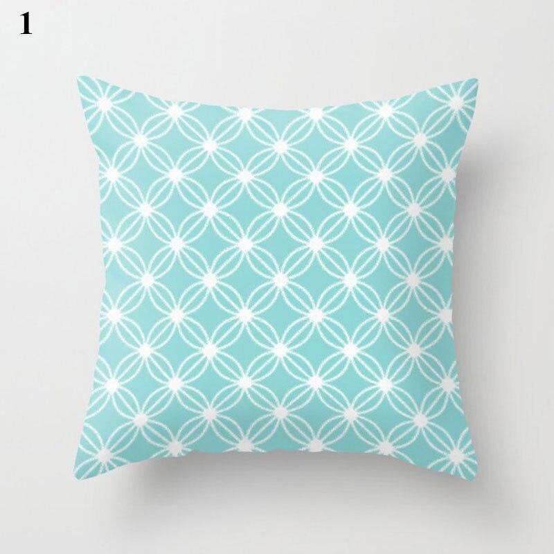 Light Blue Green Mint Color Geometric Printing Pattern Cushion Cover Home Living Room Sofa Decoration Square Pillow Pillow Cover