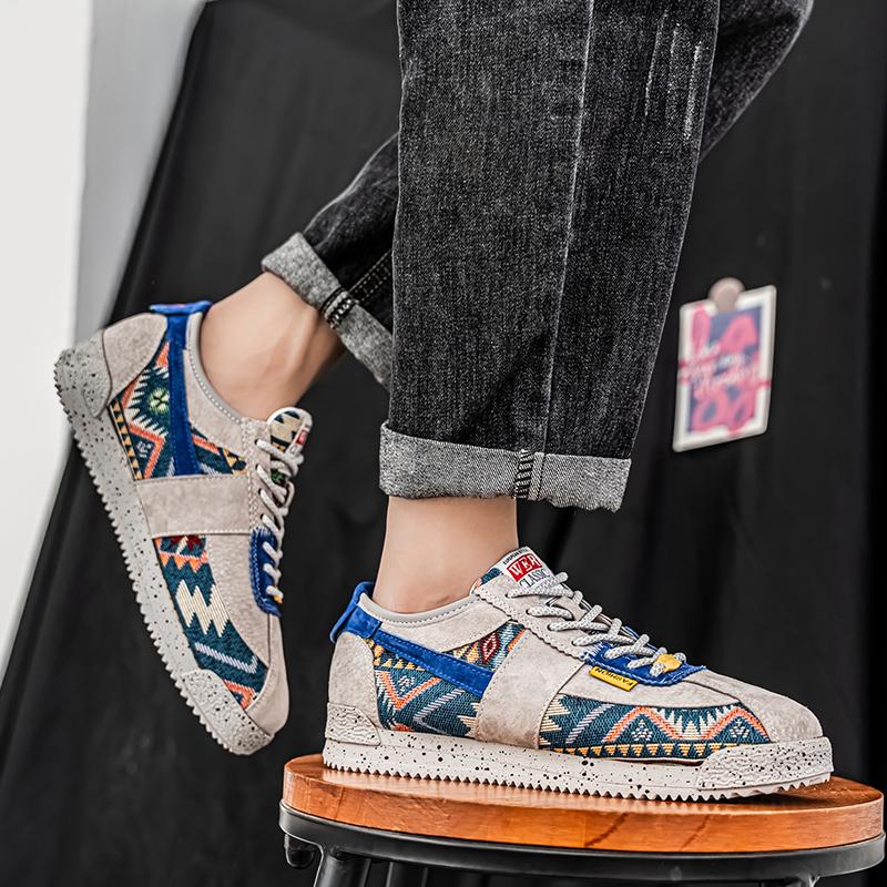Men’s Printed Sports Shoes Casual Street Style Jogging Sneakers Students Skateboard Shoes Plus Size Height Increase