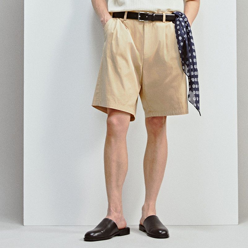 

HM Men s Casual Pants 2025 Summer New Loose Commuter Straight Cut Casual and Comfortable Shorts 1288369 Beige 175/96