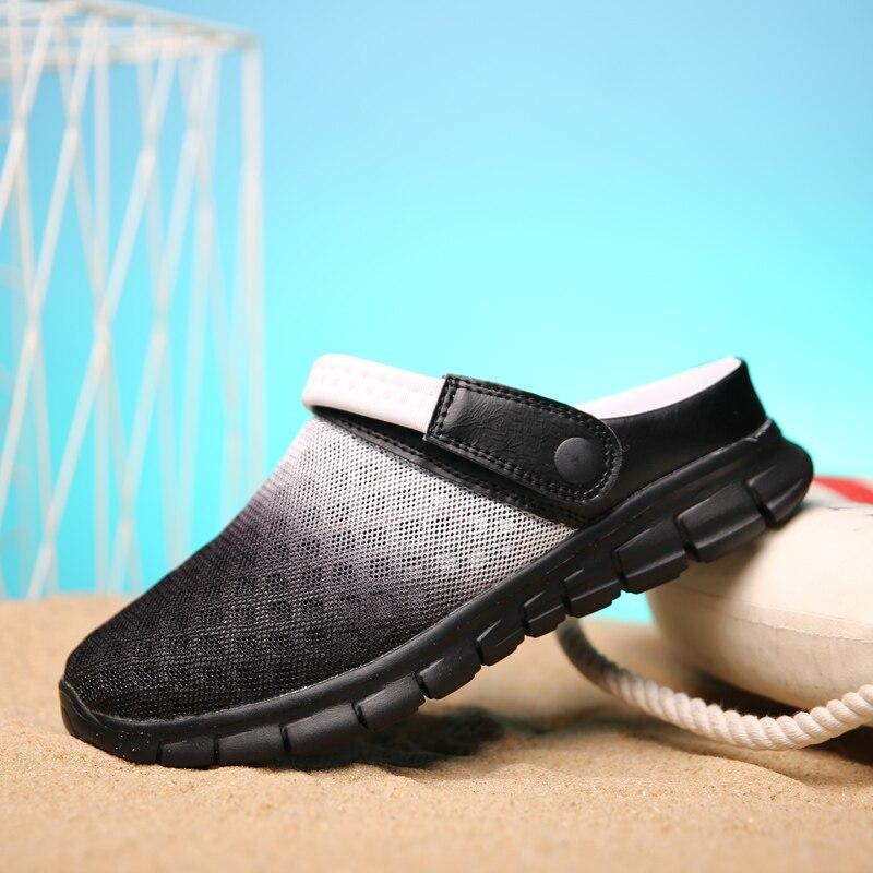 Summer New Mesh Men's Clogs Shoes Men Size 12 Slippers Breathable Non-slip Mules Male Garden Shoes Casual Soft Beach Sandal