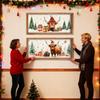 2PCS Christmas Highland Cow Picture Farmhouse Wall Decoration Rustic Wood Print Cow Art Wall Decor Christmas Decoration