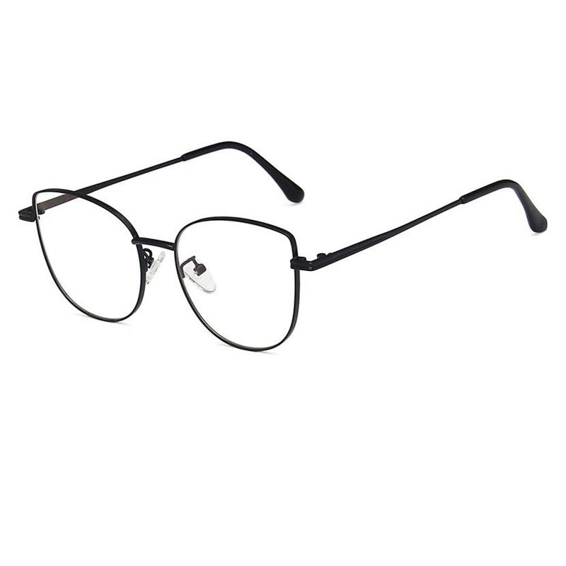 New Vintage Cat Eye Metal Eyeglass Frame Anti Blue Light Anti Reflection Women Glasses Fashion Computer Flat Mirror