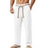 New Men’s Casual Linen Hawaiian-style Holiday and Commuter Trousers: Breathable, Drawstring, Straight-leg, Cotton-linen Blend