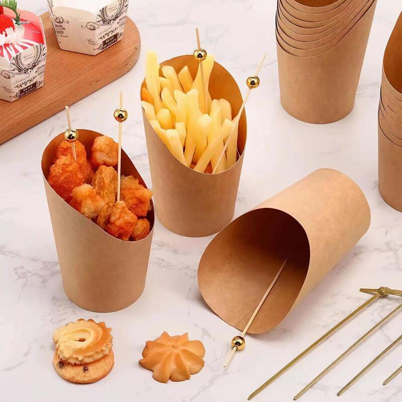 Lantuan Kraft Paper Slanted Cups for Egg Waffles & Fries