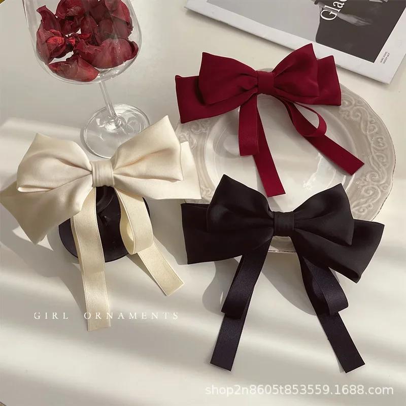 Satin Drape Three-Layer Bow Hair Clip - High Quality Solid Color Headwear