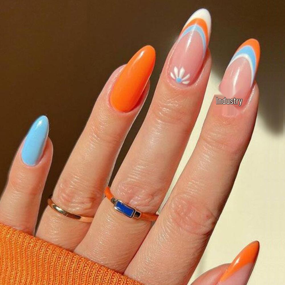 

24-Pack Simple Petal Series Color Block Press-On Nails