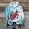 Women's Fashion Long Sleeve Christmas Print Loose Hooded Sweatshirt Top