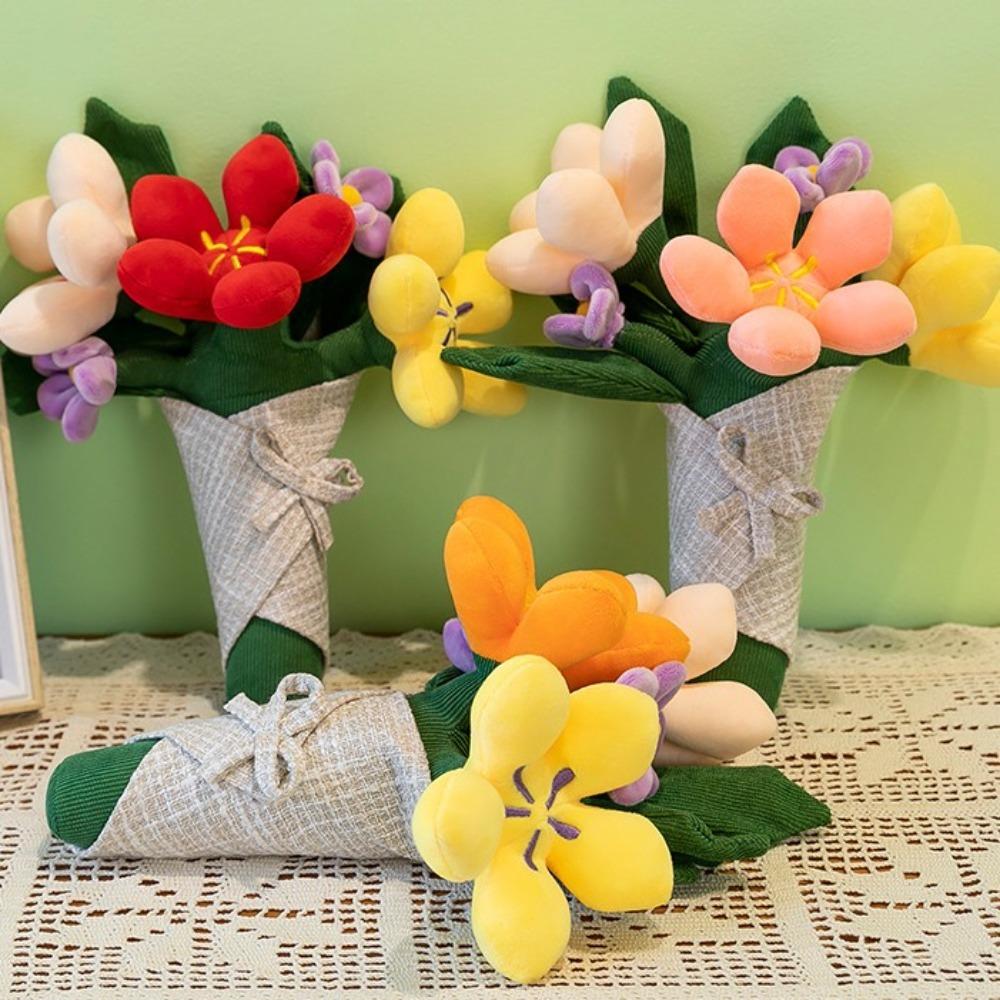 Funny Tulip Potted Plush Toy PP Cotton Succulent Plush Plants Hand Holding Flowers  Sofa Decoration