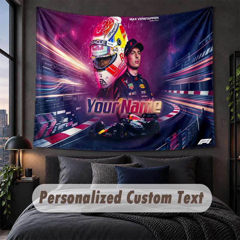 Custom Name Text Tapestry,Max Verstappen Decorative Wall Hanging, Background Tapestry For Home Bedroom