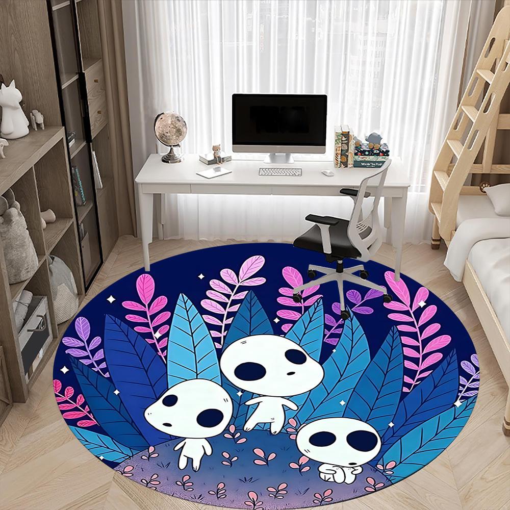 1pc Forest Spirits Office Round Area Rug,  Mat Suitable For Office, Under Office Chairs Bedroom Living Room Home Decor, Room Deco