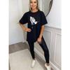 Oversized T Shirt Black Praying Hands With Rosary Cross Print Casual Streetwear For Women