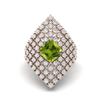 3.74 Ctw Cushion Peridot 925 Sterling Silver Rose Vermeil Cocktail Long Finger Women Wedding Ring