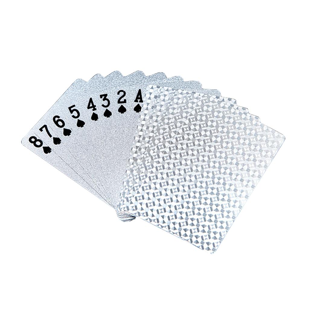 New Silver Foil Playing Cards, Waterproof Plastic Poker Card Set, Holiday Party Gift Collection, Casino Style Game Cards