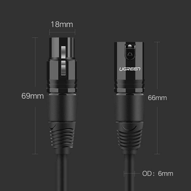 XLR Microphone Audio Cable Extension Cable 2m Black