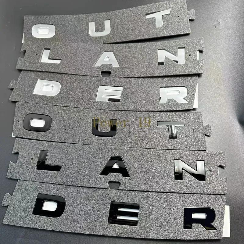 For Outlander 2026 2025 - 2007 Car head  Letter 3d Sticker Abs Chrome Glossy Black Silver Styling Auto part Accessories 9pcs