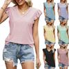 Women's Fashion Casual Solid Color Print Short Sleeve V Neck Blouses & Shirts