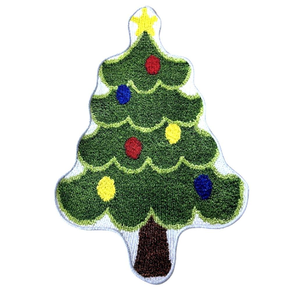 Christmas Tree Shaped Christmas Rug Cartoon Bath Mat Durable Entry Door Mat  Kitchen