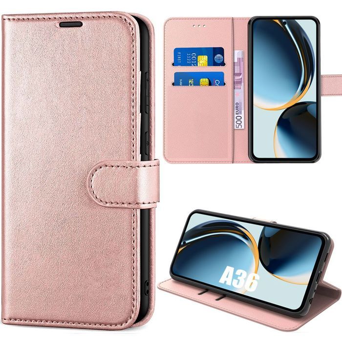 Coque de protection - BOOLING - Samsung Galaxy A36/A56 5G - Antichoc - Cuir Synthétique - Rose