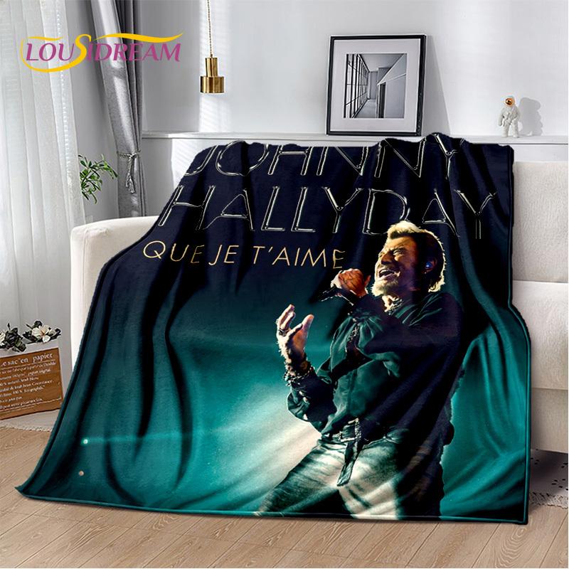 3D Printing Johnny Hallyday Rock Star Soft Flannel Blankets,Throw Blanket Comfortable Blanket for Picnic Beds Home Bedroom Cover