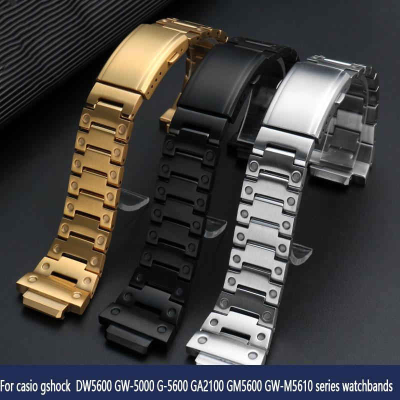 Para Casio Gshock GW-M5610 DW5600 GA2100 GM5600 GM2100 GW-5000 G-5600 Pulseira de Relógio Pulseira de Aço Sólido Pulseira de Relógio de Aço Inoxidável