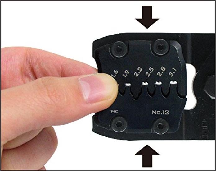 ENGINEER Precision Crimping Pliers with Interchangeable Crimping Tool for Open Medium Terminals PAD-12 Dies, Barrel,