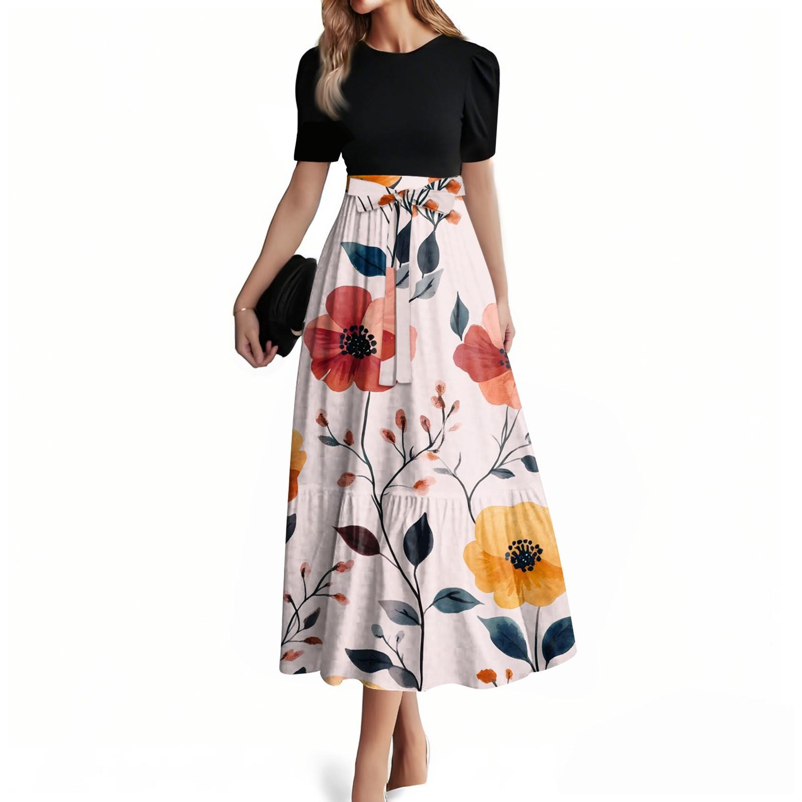 

Женское модное повседневное платье с коротким рукавом и круглым вырезом, элегантное, темпераментное XL светло-розовый