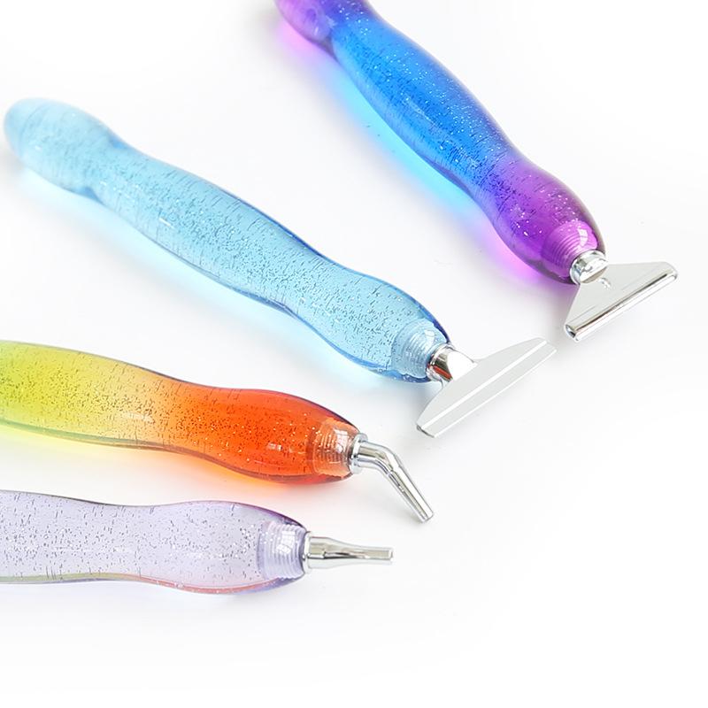 Glitter Gradient Resin Diamond Painting Pen Kit 12 Interchangeable Tips 6 Wax Blocks 2 Sorting Trays Correction Tool Ergonomic Grip