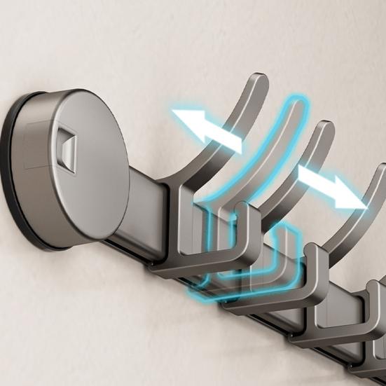 Heavy-Duty Suction Cup Wall Hook Rack with 5 Hooks No-Drill Adhesive Organizer for Bathroom Kitchen Entryway Rust-Proof Storage Hooks for Coats