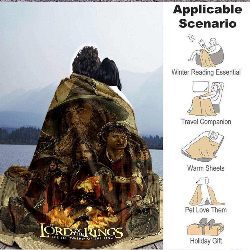 1pc The Lord of the Rings Flannel Throw Blanket Lightweight Soft Warm All Season Blanket for Sofa, Bed, Travel,L1028008
