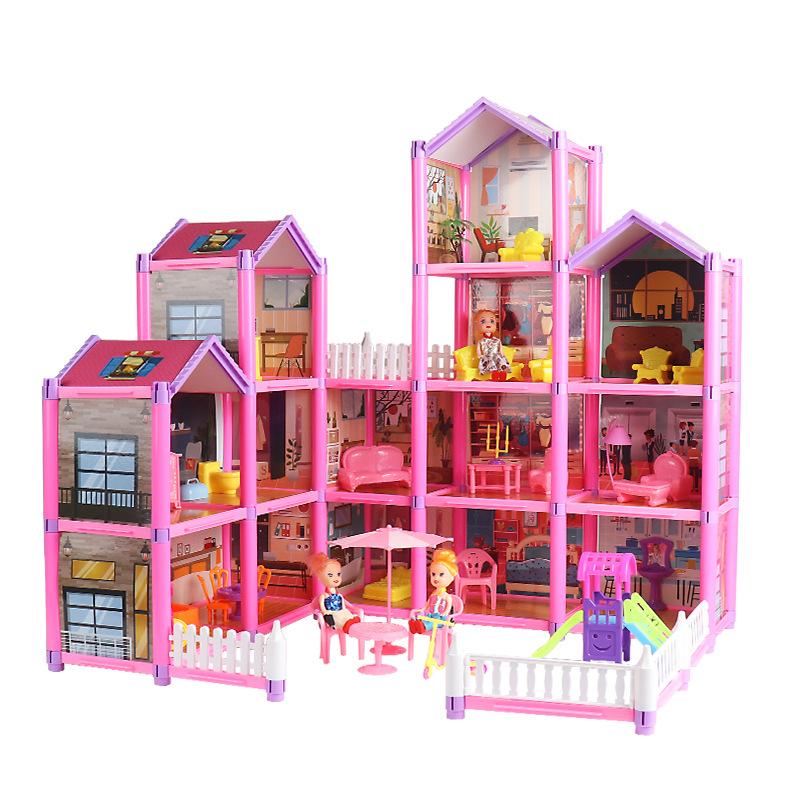 Rooms 14 7 Designs Huge Dollhouse Colorful Led Light Doll House Gift Girls For