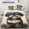 Dog&Bone Pattern Bedding Quilt Set Quilt Cover Pillowcase Home Decoration Birthday Gift (1 * Duvet Cover + 2 * Pillowcase, Without Core)