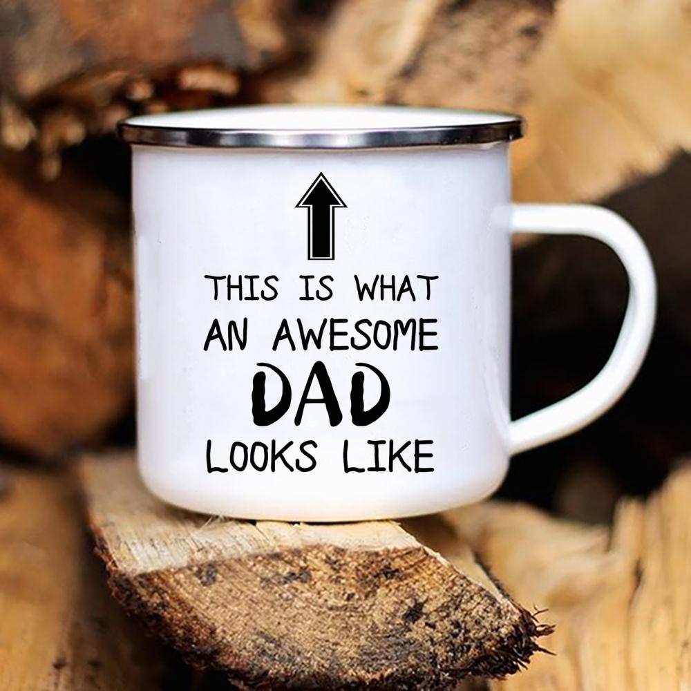 Papa, du bist nicht alt, du bist ein Klassiker, Aufdruck, lustige Emaille-Kaffeetasse, originelle Frühstückstassen zum Sublimieren, süße Campingtasse für Freunde