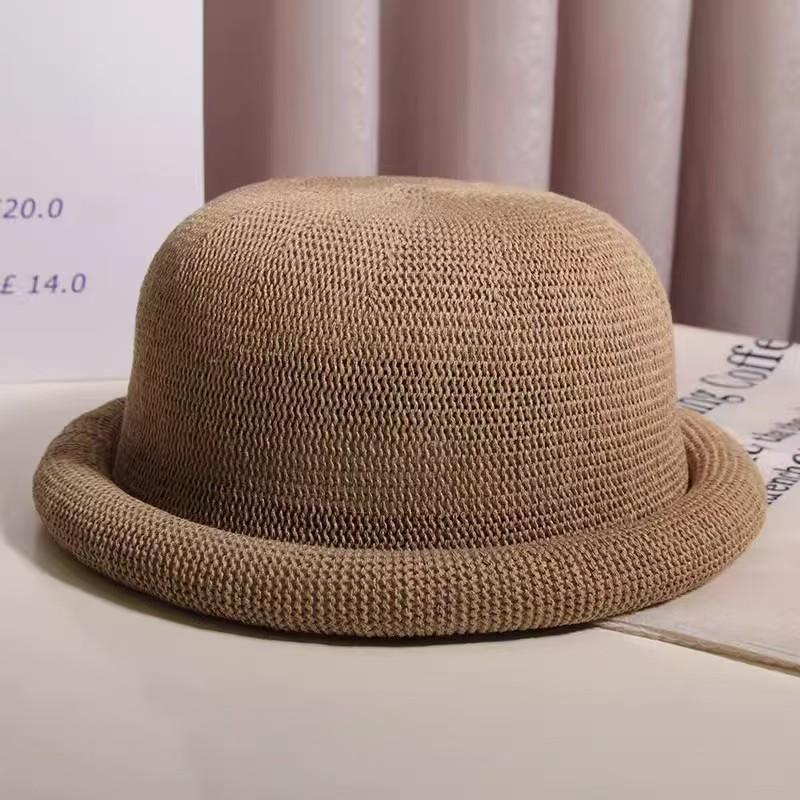 Cappello a bombetta classico in paglia da uomo, cappello Derby estivo traspirante da donna, berretto con visiera rotonda vintage, cappello Panama da donna, cappelli da sole casual jazz da donna