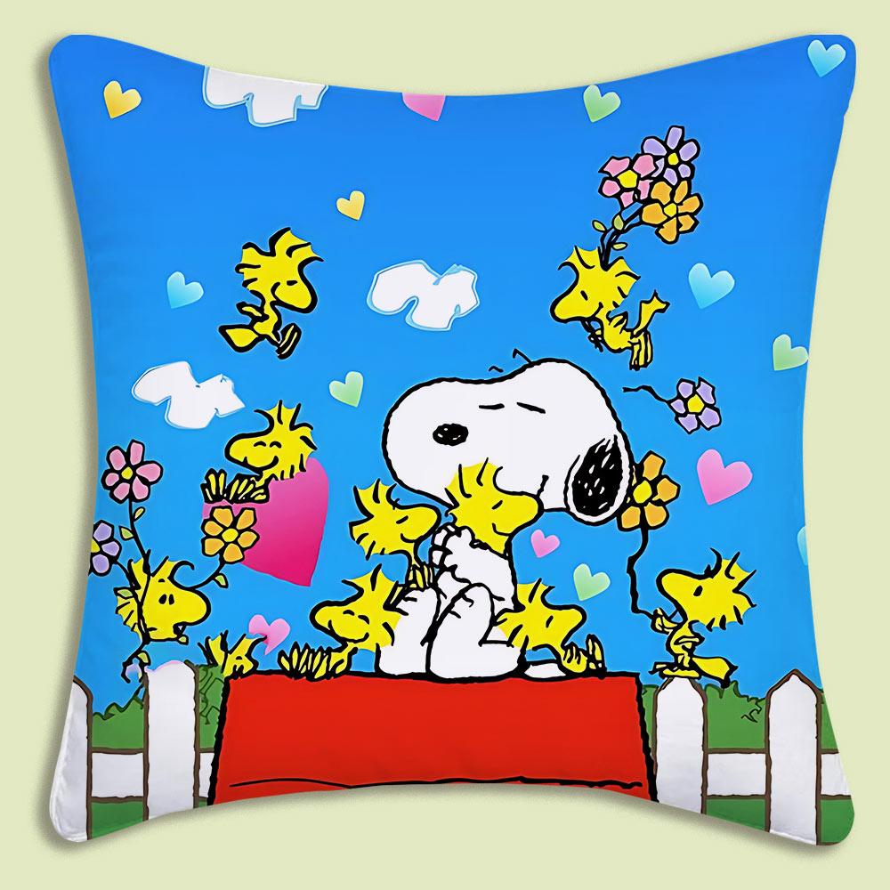 Cartoon Cute S-Snoopy Pillow Covers Cartoon Sofa Decorative Home Double-Sided Printing Short Plush Cute Cushion Cover