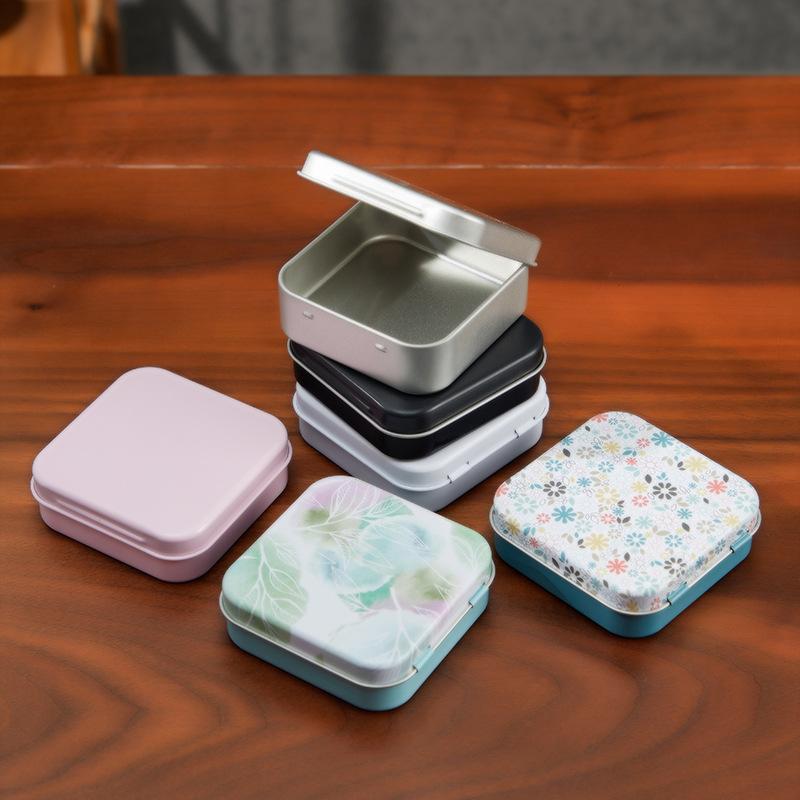 2Pcs Assorted Decorative Square Metal Storage Tins Sealed Hinged Lids Food Grade Containers for Party Candy Treat Gift Packaging