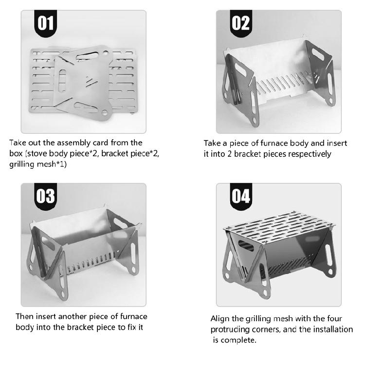 BBQ Grill Charcoal Folding Card Grill BBQ Stove For Camping Picnics Hiking Party