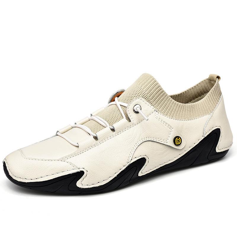 

2025 New Summer Large Size Men s Doudou Shoes 38-46 Two-layer Cowhide Octopus Men s Shoes Trend Shoes 38 белый