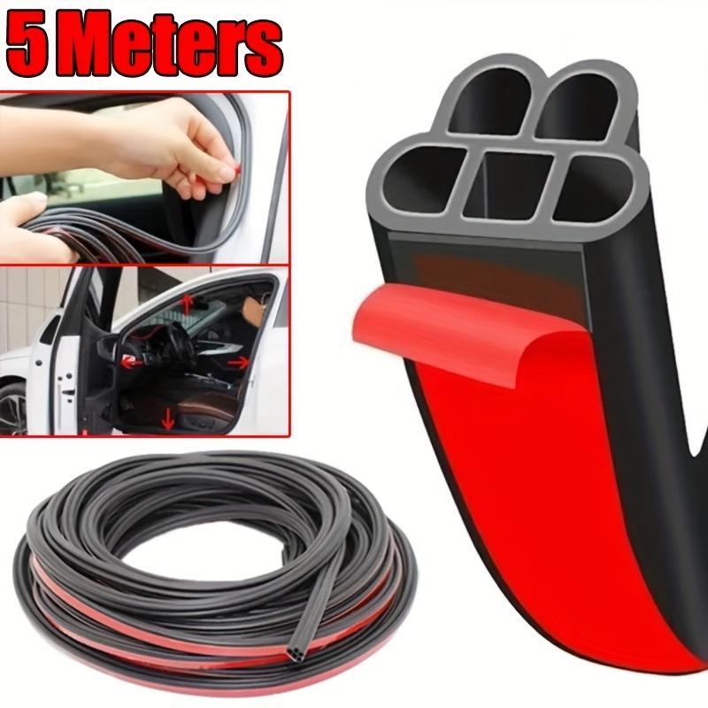 10m Universal Car Door Seal Strip, Double-Layer Thickened Noise Reduction, Waterproof Automotive Weather Stripping, 5-Hole