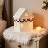 Christmas Mini Village House Figurine LED Lighted Winter Resin Town Cottage Tiny Desktop White House Ornament for Home Shelf Cabinet Table Decor