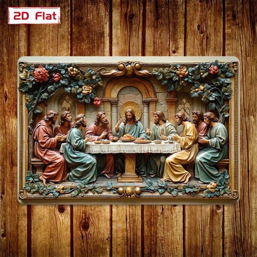 Last Supper Metal Tin Sign Vintage Wall Art Decor Framed Poster 12x8 Inch